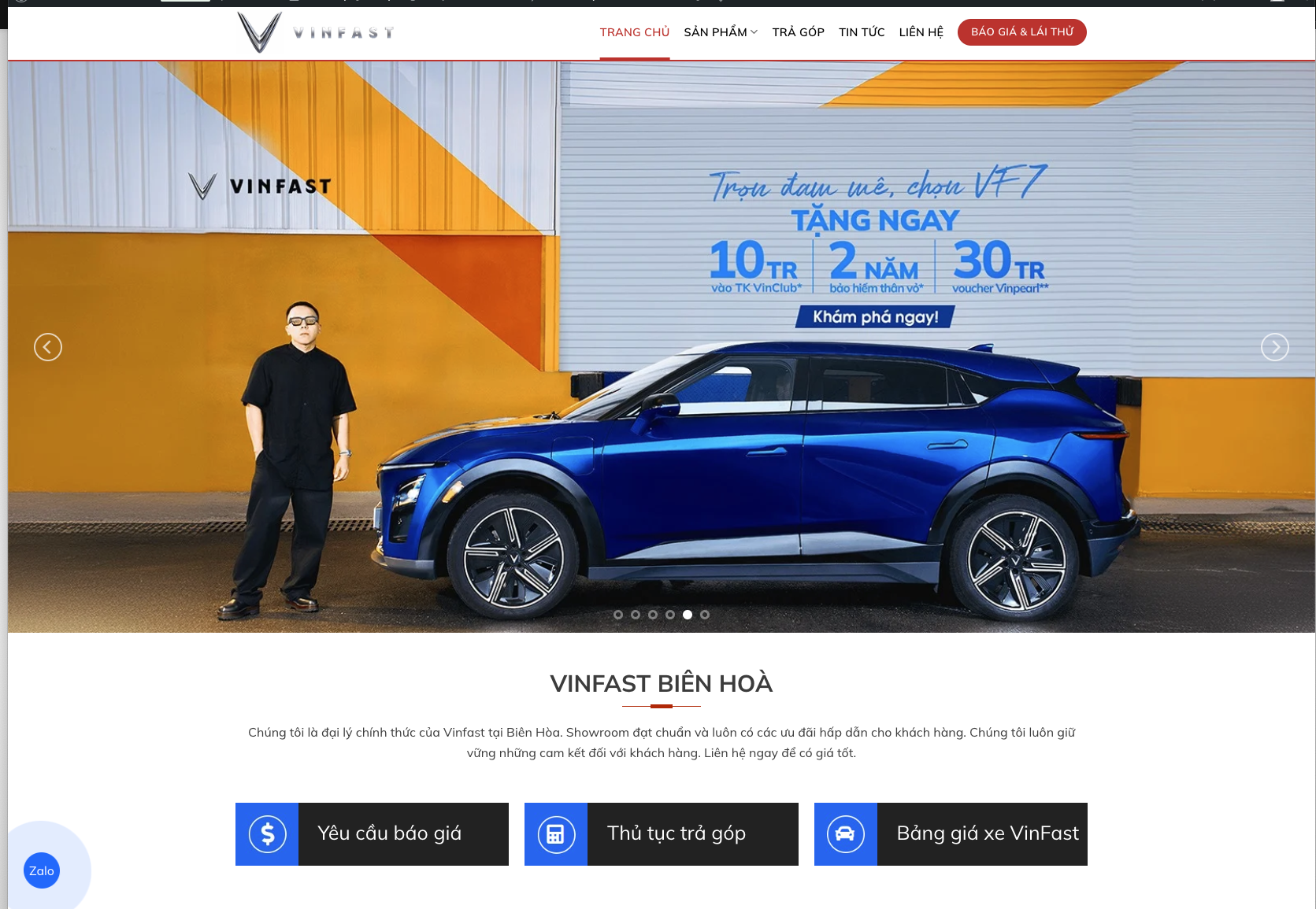 Website bán xe Vinfast chuẩn SEO mới nhất 2025 mẫu 1